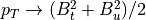p_T \rightarrow (B_t^2+B_u^2)/2