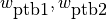 w_{\mbox{ptb1}}, w_{\mbox{ptb2}}