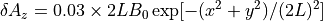 \delta A_z = 0.03 \times 2LB_0 \exp[-(x^2+y^2)/(2L)^2 ]