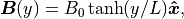 \mbox{\boldmath$B$}(y) = B_0 \tanh(y/L) \mbox{\boldmath$\hat{x}$},