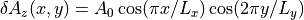 \delta A_z(x,y) = A_0 \cos(\pi x/L_x) \cos(2\pi y/L_y)
