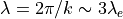 \lambda = 2\pi/k \sim 3 \lambda_e
