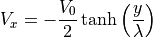 V_x = -\frac{V_0}{2}\tanh{\left(\frac{y}{\lambda} \right)}