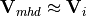 {\bf V}_{mhd}\approx {\bf V}_i