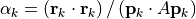 \alpha_k = \left({\bf r}_k \cdot {\bf r}_k\right) / \left({\bf p}_k \cdot A {\bf p}_k\right)