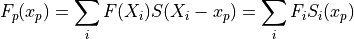 F_p(x_p) = \sum_i F(X_i) S(X_i-x_p) = \sum_i F_i S_i(x_p)