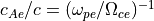 c_{Ae}/c = (\omega_{pe}/\Omega_{ce})^{-1}