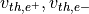 v_{th,e^+},v_{th,e-}